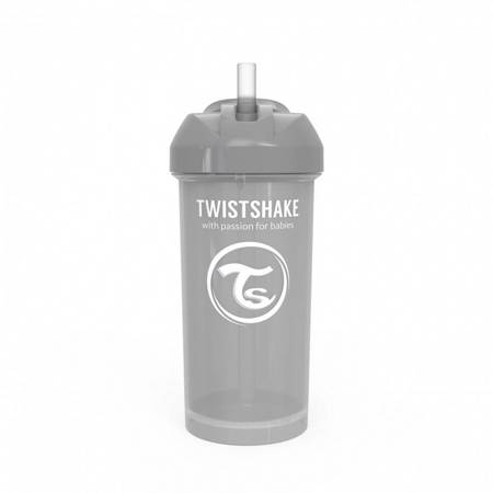 Twistshake - Kubek niekapek ze słomką 360 ml szary